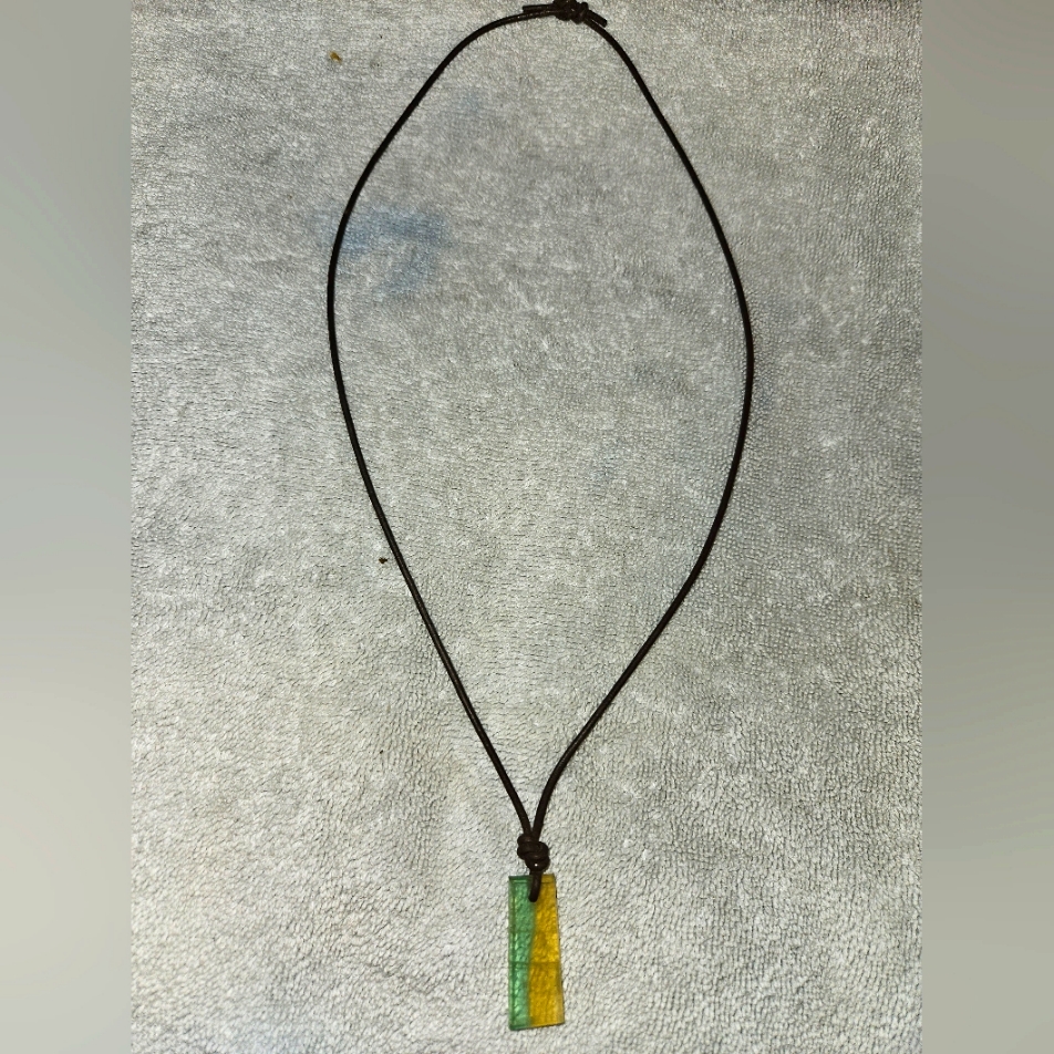 Cut Seaglass On A Black Rope Vintage Sturdy And Cool Been Many Places 15$